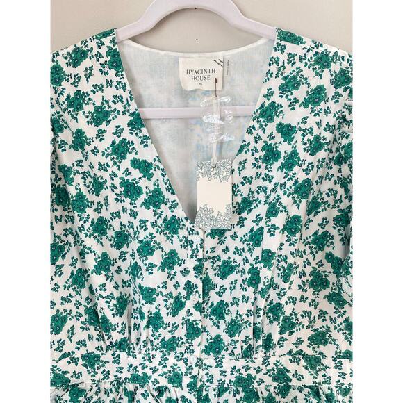 Tuckernuck Hyacinth House Green Floral Irenea Midi Dress Puff Sleeve Button Down - Picture 8 of 9